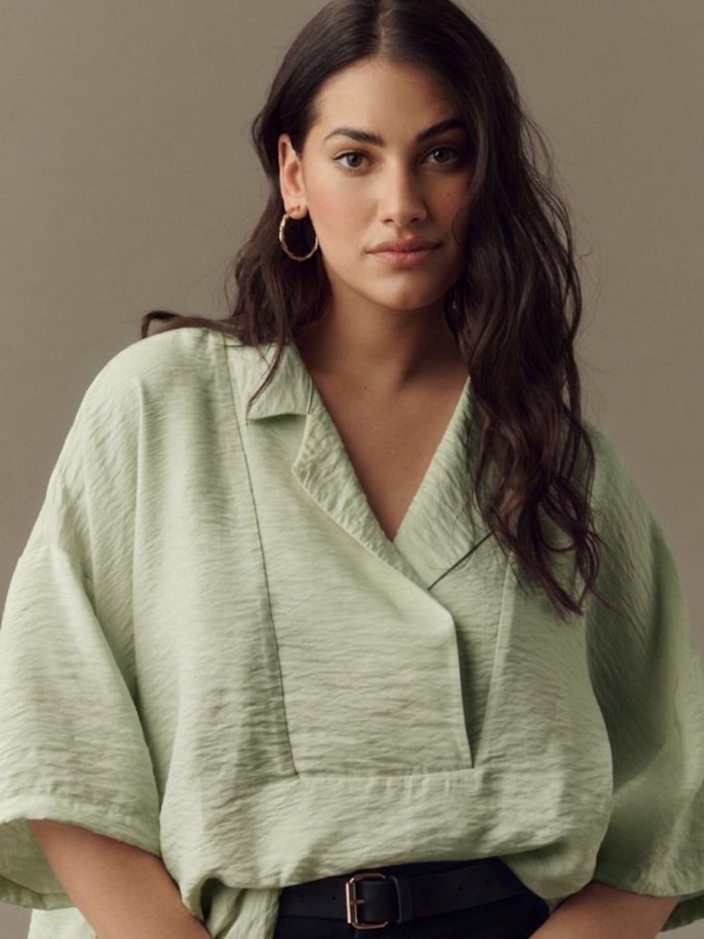 The Dylon Long-Sleeve Wide-Placket Top by Anthropologie